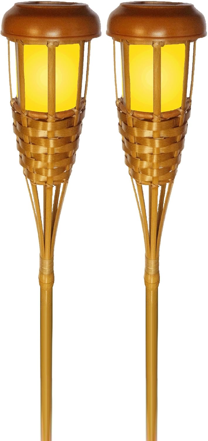 Newhouse Lighting Solar LED Flickering Tiki Torches Set of 2