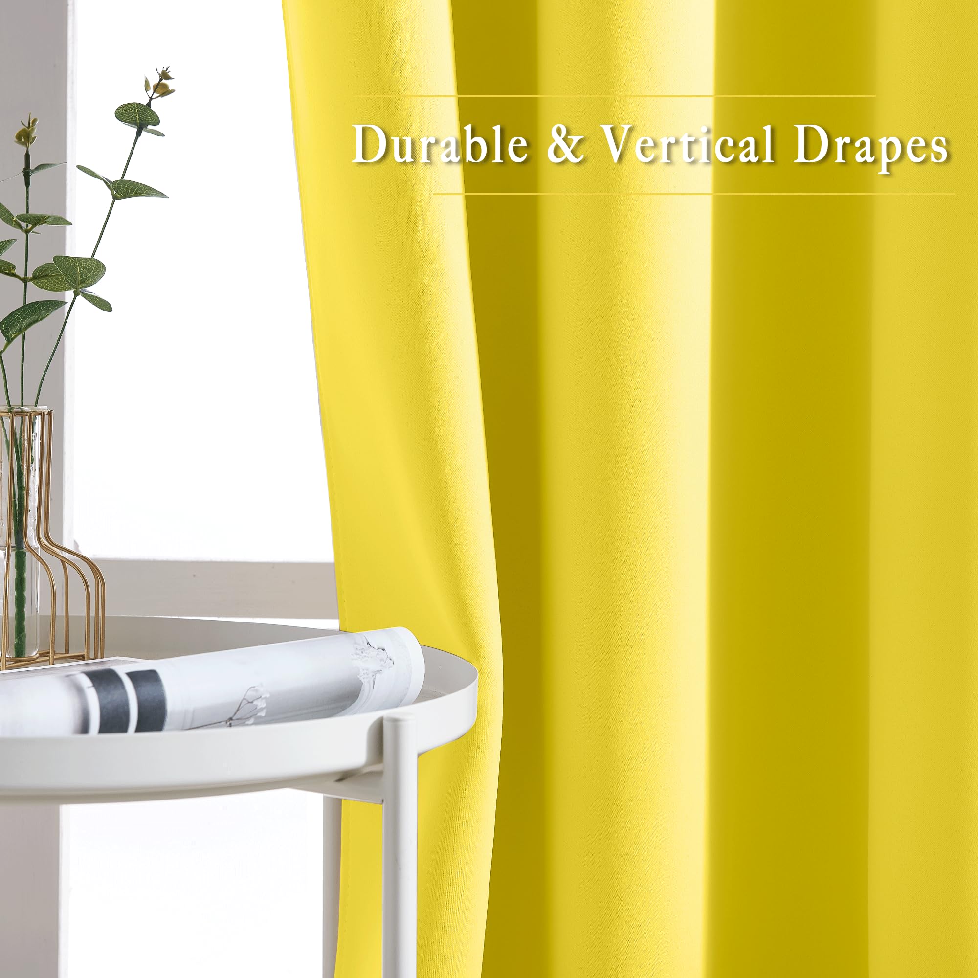 Amazon.com: NICETOWN Bright Yellow Blackout Curtains 84 inch Long