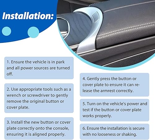 Miniatura 5 de Botón de liberación del reposabrazos de la cubierta de la consola delantera se adapta a Mercedes-Benz C300 C350E C400 W253 GLC200 2015-2020 que