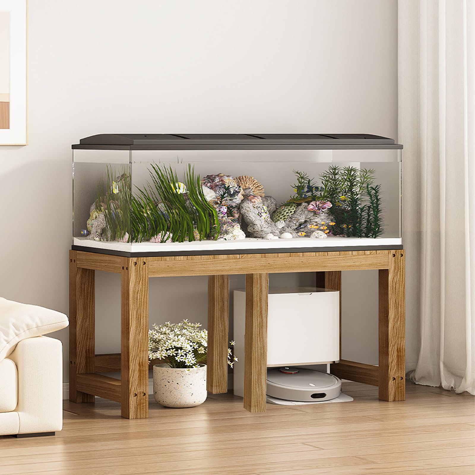 Aquariumständer, Aquarium Unterschrank 120x50, Starke Tragfähigkeit, Aquarium-Ständer für Schildkrötenbecken, Reptilien-terrarium für Zuhause Büro Anthrazitfarbe 120*45*50cm
