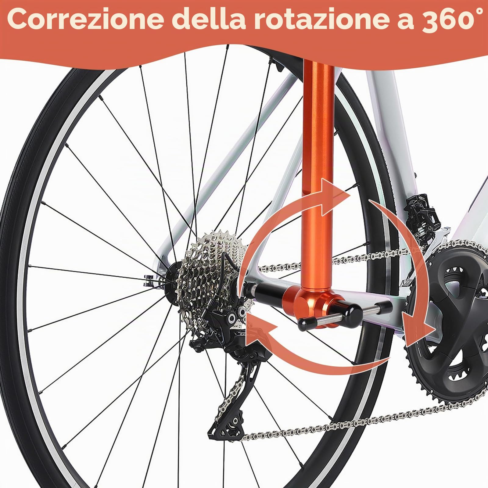 EFUTURETIME Dima Raddrizza Forcellino Cambio Bici 12"-29" | Allineatore Forcellino per Ruote da 12", 14", 16", 18", 20", 22", 24", 26", 27,5" e 29"