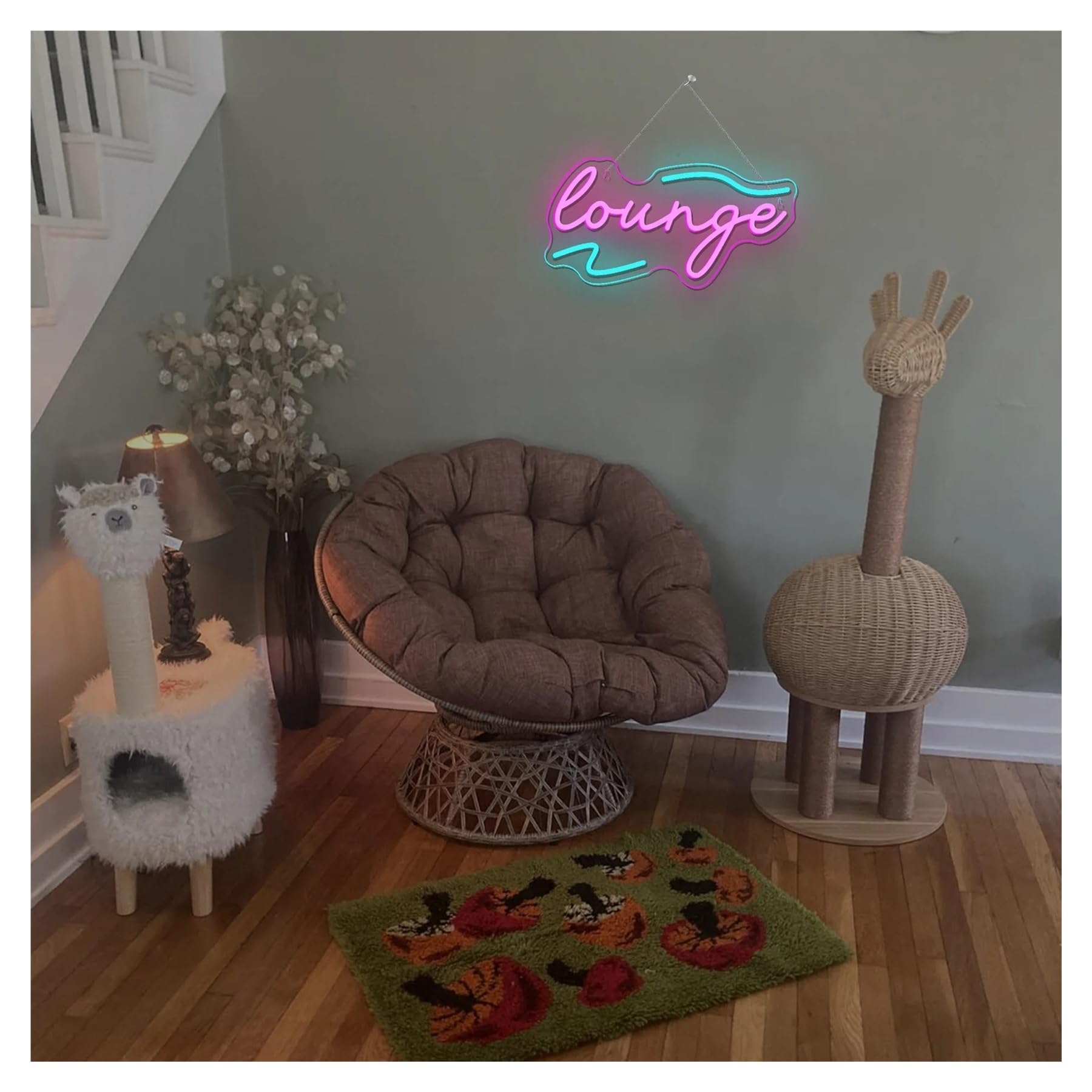 Hängende Kunst-Leuchtreklamen Neonschild Lounge USB-dimmbar, Für Zimmer, Bar, Hotel, Café, Nachtclub, VIP, Männerhöhle, Zuhause, Schlafzimmer, Dekoration 14.6×7.1in