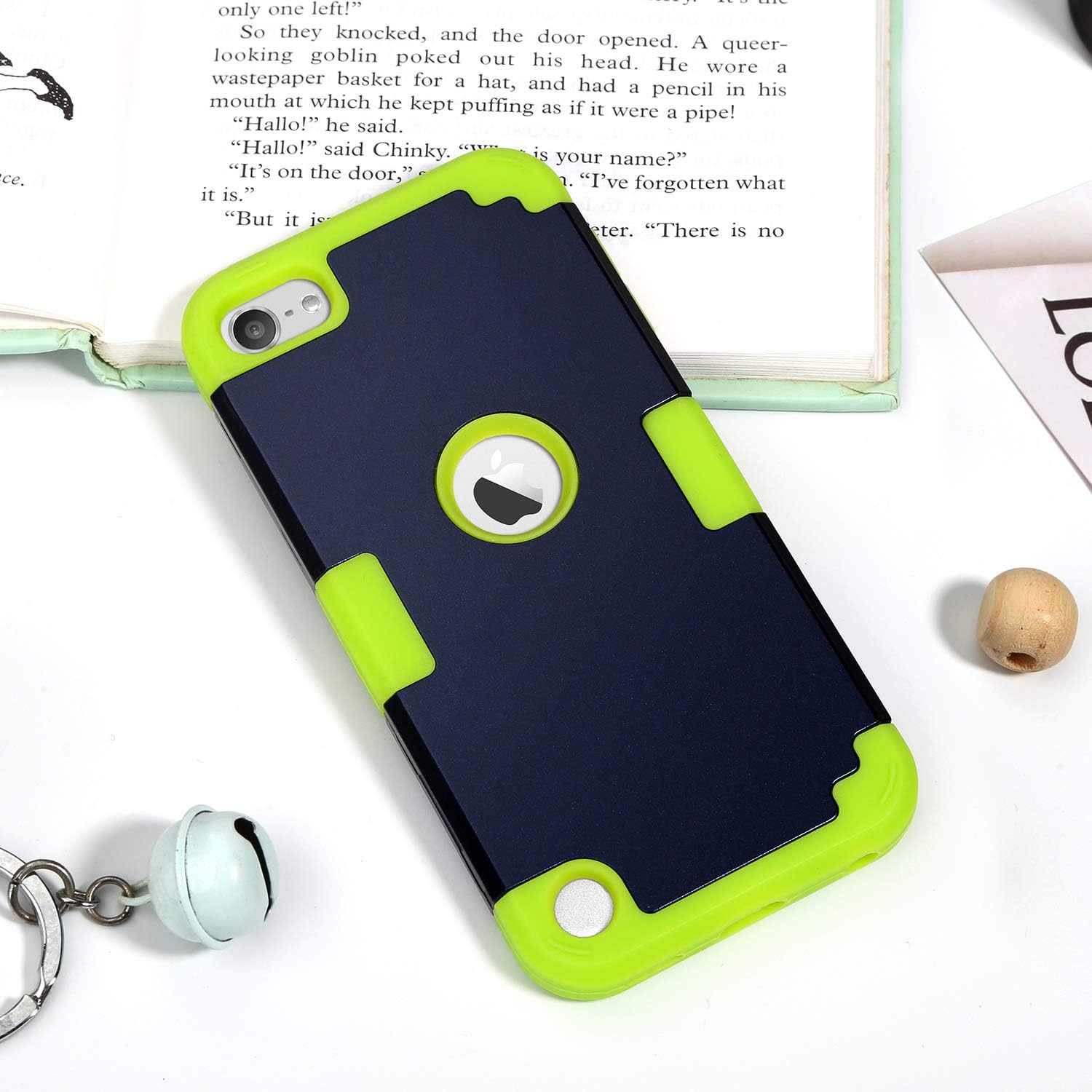 iPod Touch 7 Case with 2 Screen Protectors, iPod Touch Case, IDweel 3 in 1 Hard PC Case + Silicone Shockproof Heavy Duty Hard Case for 2019 iPod Touch 7th/6th/5th Gen, Navy Blue + Green
