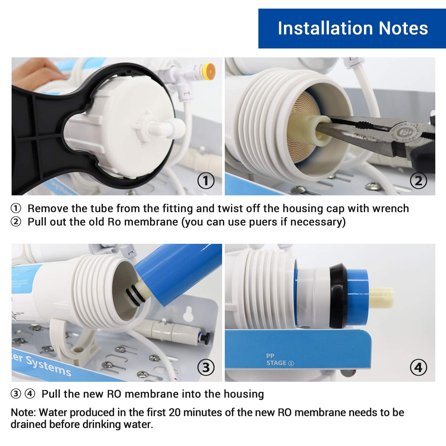 FEY Universal Kompatibel RO Umkehrosmose Membran | Premium Ersatzfilter Membran für Haushalts-Umkehrosmoseanlagen | Stabiler Durchfluss & 97% Filterwirkung|3213-600GPD