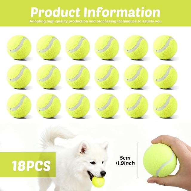 Foto 2 de 7 de PORFOYO 18 pelotas de tenis para perros, mini pelota de juguete para perros, diámetro de 5 cm