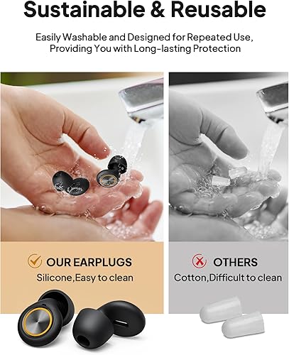 Miniatura 6 de Tapones para los oídos para dormir con cancelación de ruido, tapones de silicona reutilizables para dormir con 8 orejas y funda, reducción de ruido