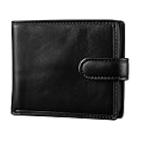 TOPSUM LONDON Men's RFID Blocking Billfold Leather Wallet With Large Zip Coin Pocket On The Side 4011