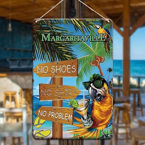Letrero de barra Tiki para decoración de loro, letreros de patio, accesorios de barra Tiki, decoración de bar, letrero de bienvenida de metal
