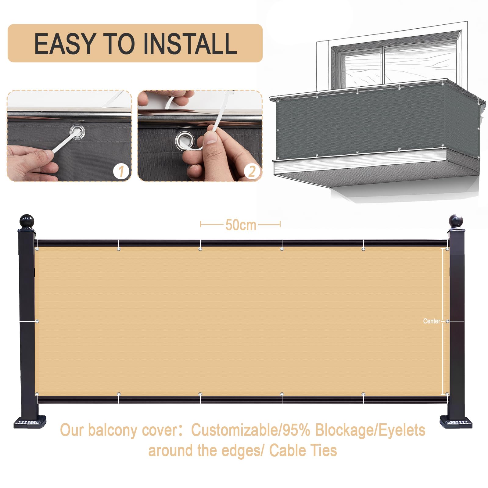 LOVE STORY Balcony Privacy Screen 90x200cm - Image 4