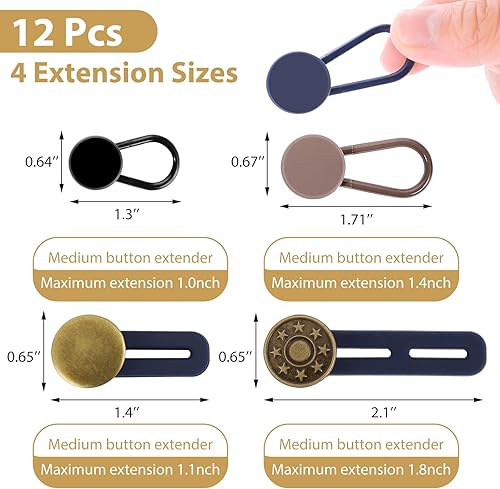 Miniatura 4 de 18 extensores de botón para jeans, 5 tamaños de pantalones extensores de cintura para mujeres y hombres, extensor de botón de Jean, extensión de