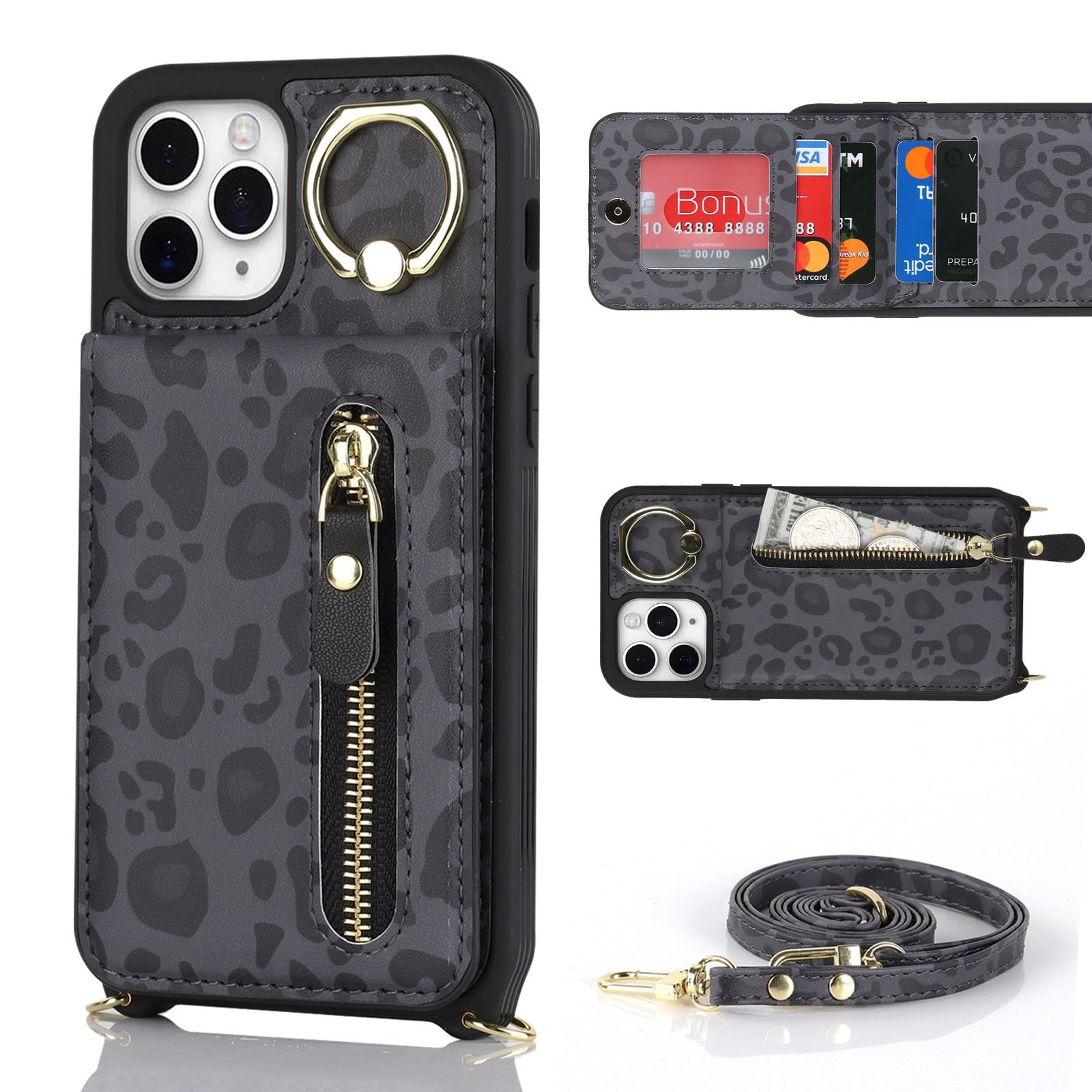 Zouzt for iPhone 11 Pro Case with Cord and Card Holde - Image 3