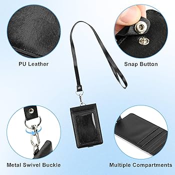 COSMOS Black Color Folding PU Leather Vertical ID Card