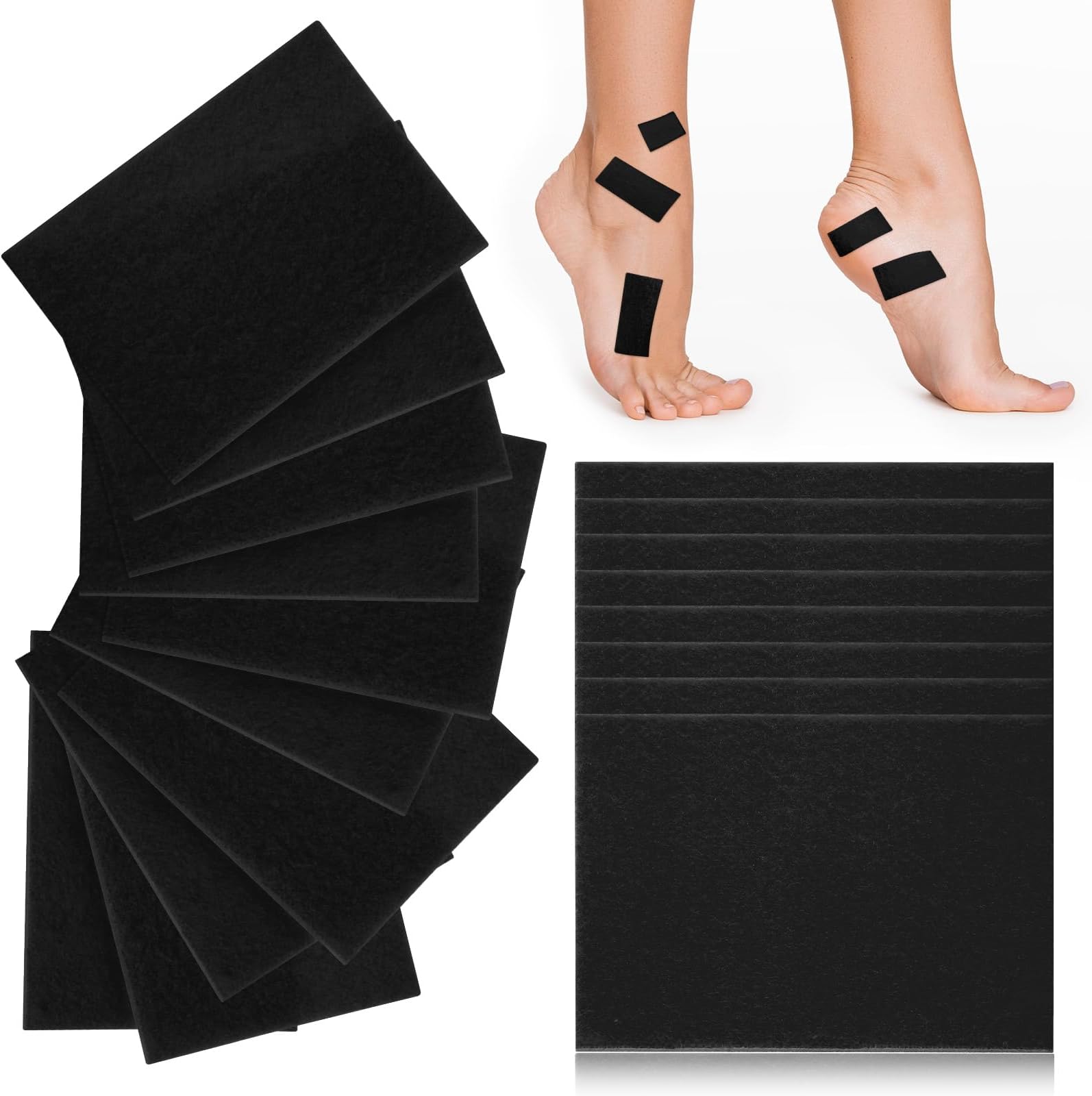 Boyiee 35 Sheets Moleskin for Blisters Adhesive Pads for Feet Moleskin Padding Blister Prevention Tape for Men Women Shoes Boots Hiking Reduce Friction Pain(Lint,Black)