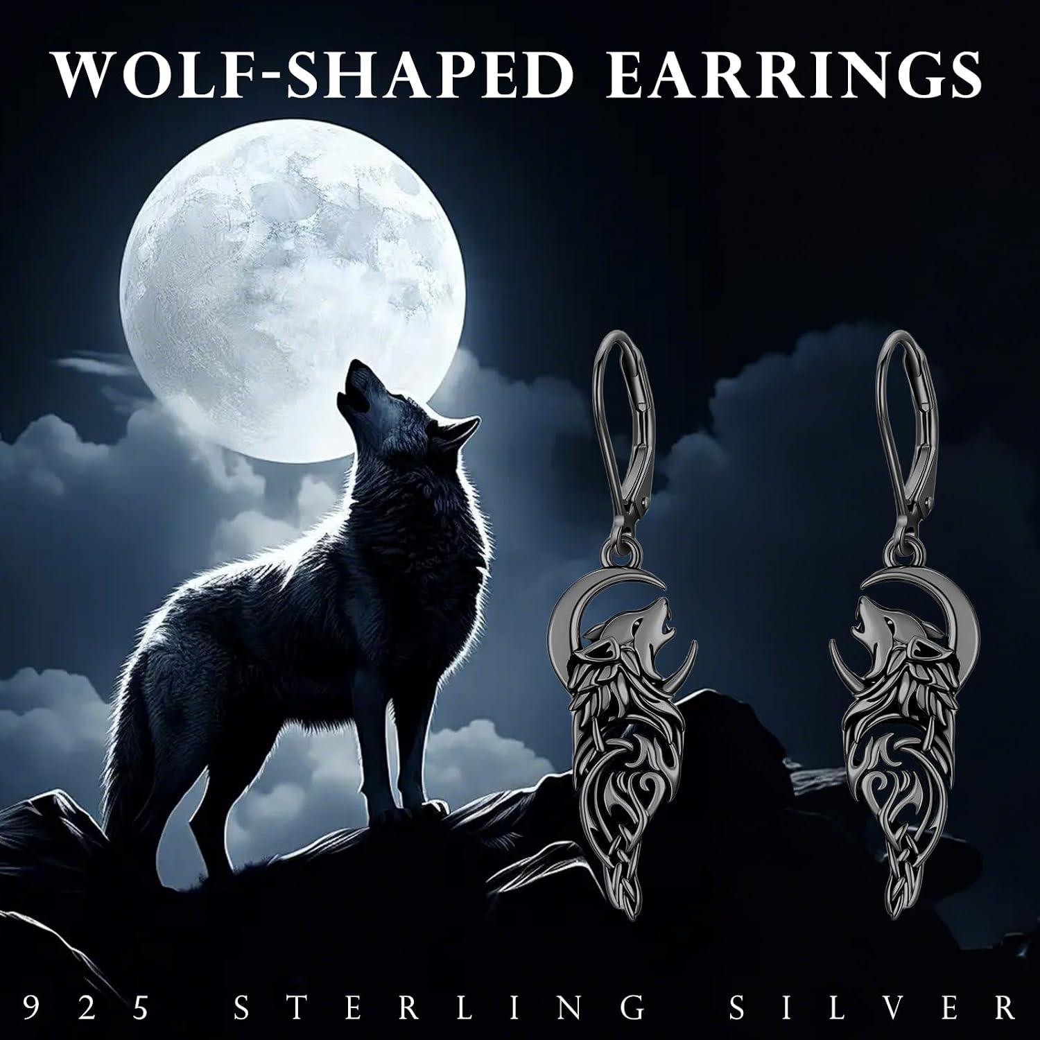 Wolf Earrings for Men Women, Viking Dangle Earrings, Gothic Animal Earrings, Norse Wolf Jewelry, Viking Earrings Gift for Her Him