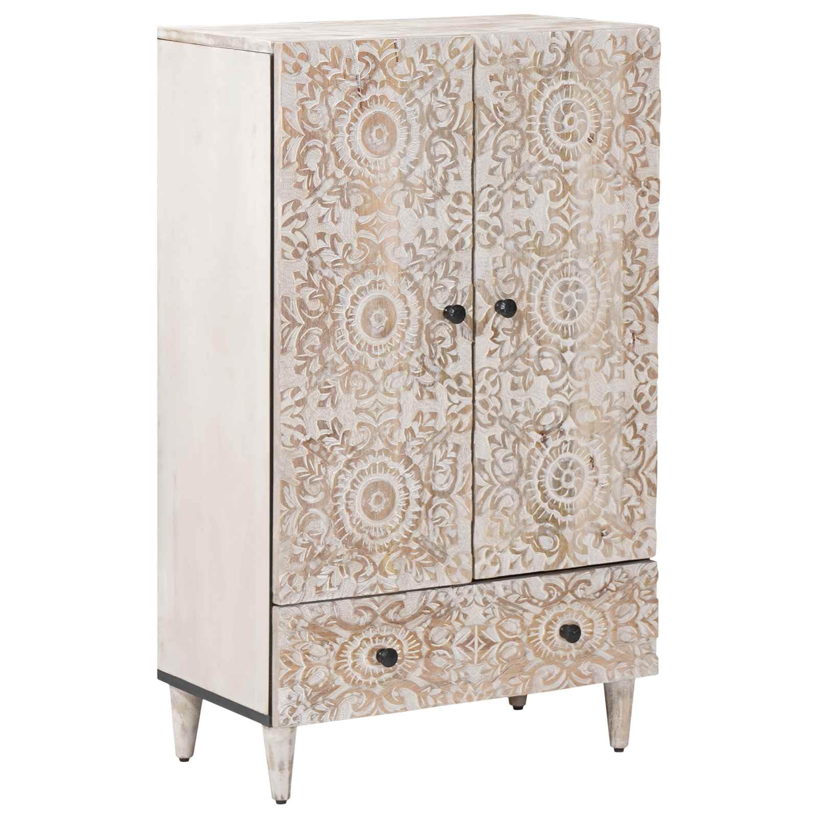 vidaXL Mueble Alto con cajón 60 x 33,5 x 100 cm Madera de Mango Maciza