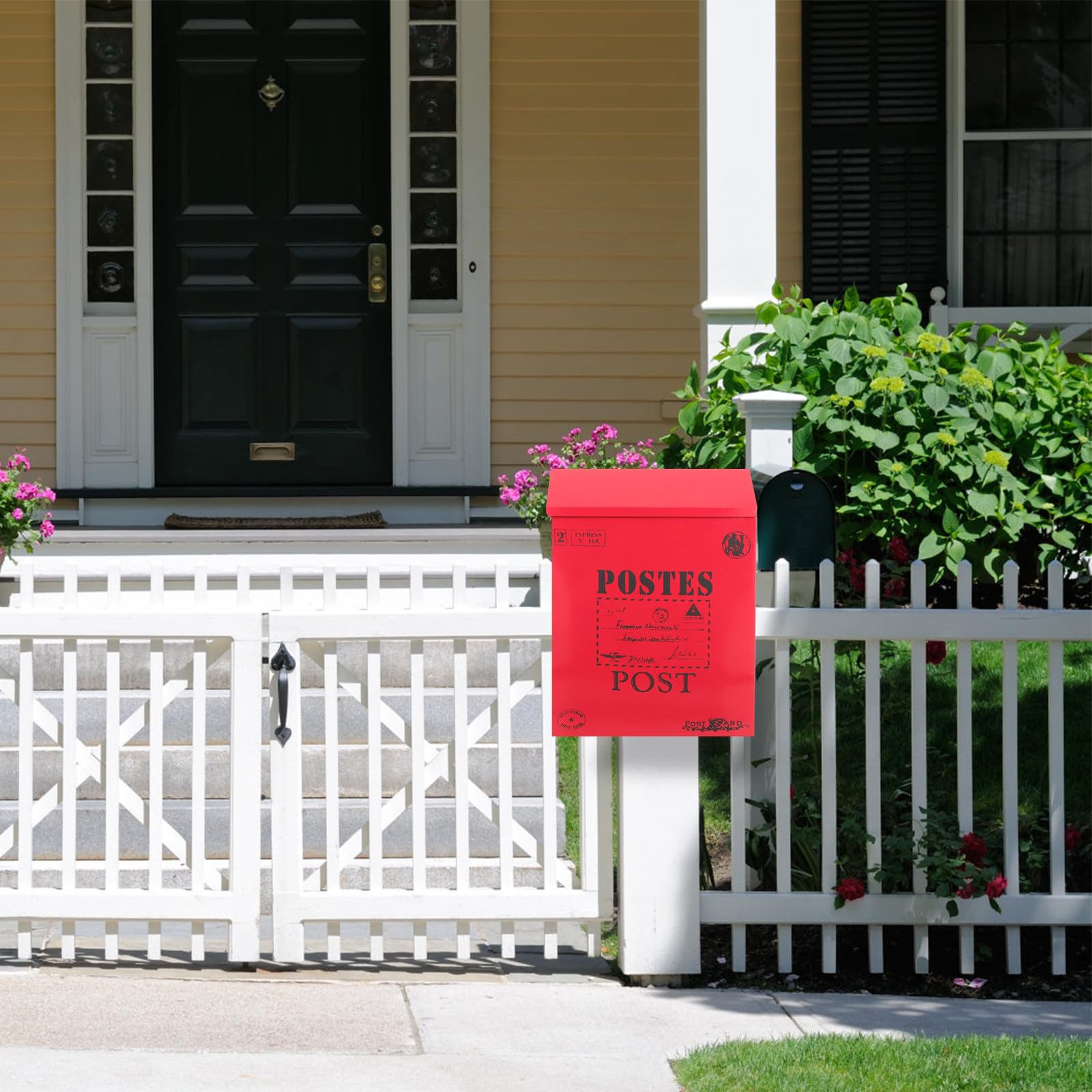 Baluue Cassetta Postale in Ferro Vintage Stile Americano Rossa con Serratura, Facile Installazione e Struttura Robusta per Casa e Ufficio