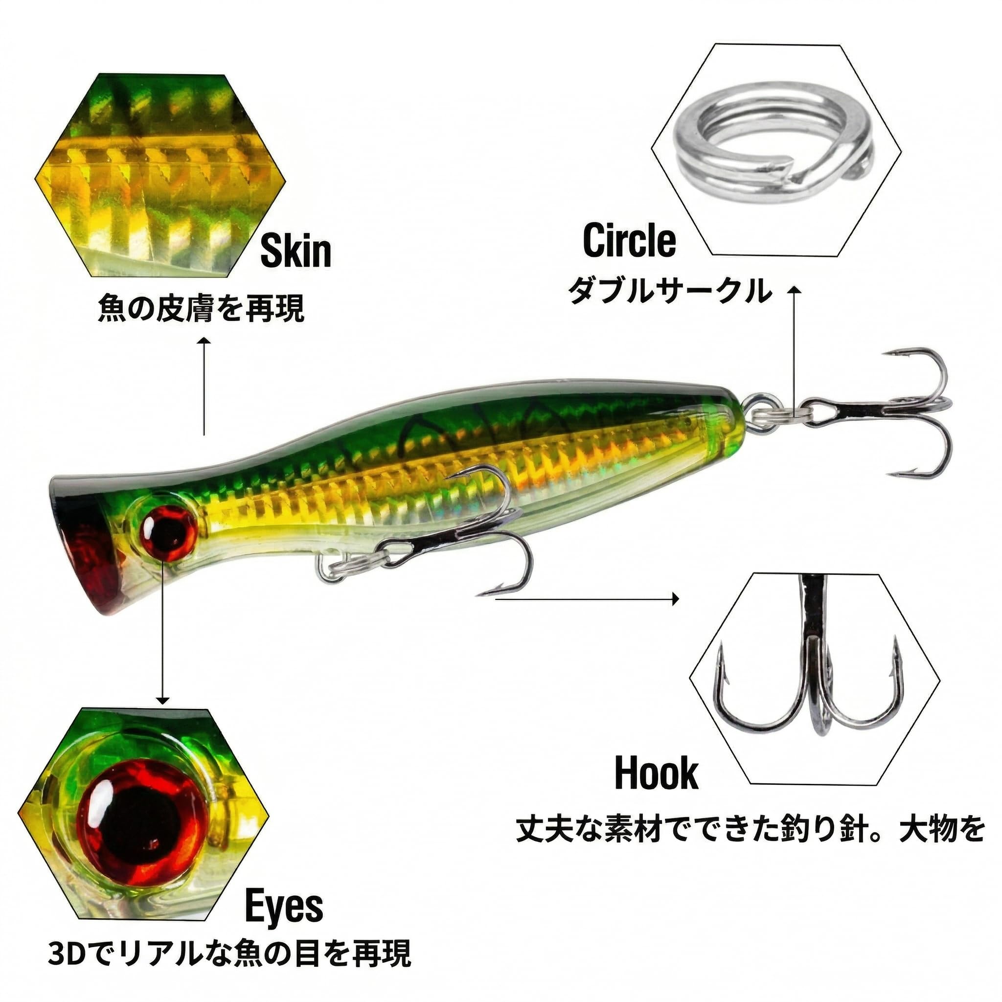 Amazon.co.jp: ルアー ポッパー ハードコア ぶっ飛ぶポッパー