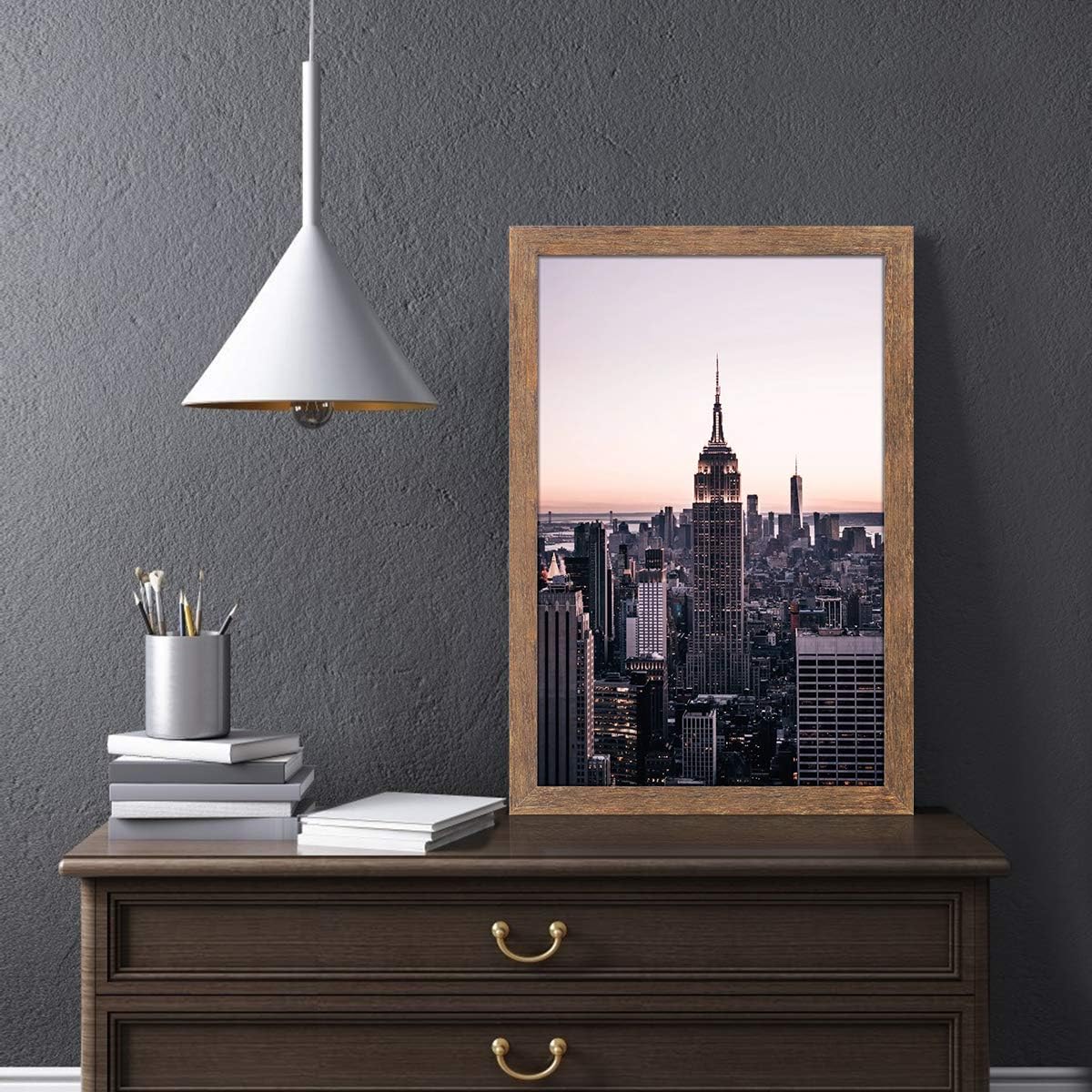 Hap Tim 13x19 Picture Frame Brown Wood Pattern Set of 2,Wall Hanging, Smooth Molding & Acrylic Cover,Great for Prints, Poster, Mural and Picture(CWH007MD13x19-BR)