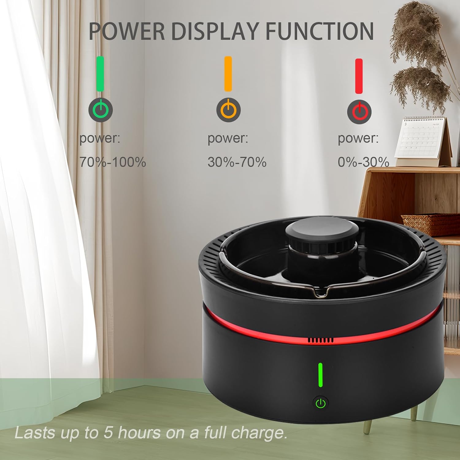 Smokeless Ashtray Indoor,Multifunctional Air Purifier Ashtray with Filter,Smoke Eaters Ash Tray for Home,Office,Car(Black)