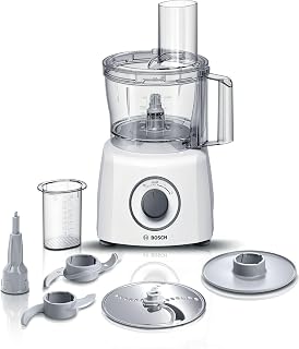 Bosch Robot da Cucina Multifunzione Compatto MCM3100W, Oltre 20 Funzioni, 800 W, 2 Velocità, Ciotola 2,3 l, Tanti Accessori Inclusi per Affettare, Tagliare, Grattugiare, Impastare e Montare, Bianco