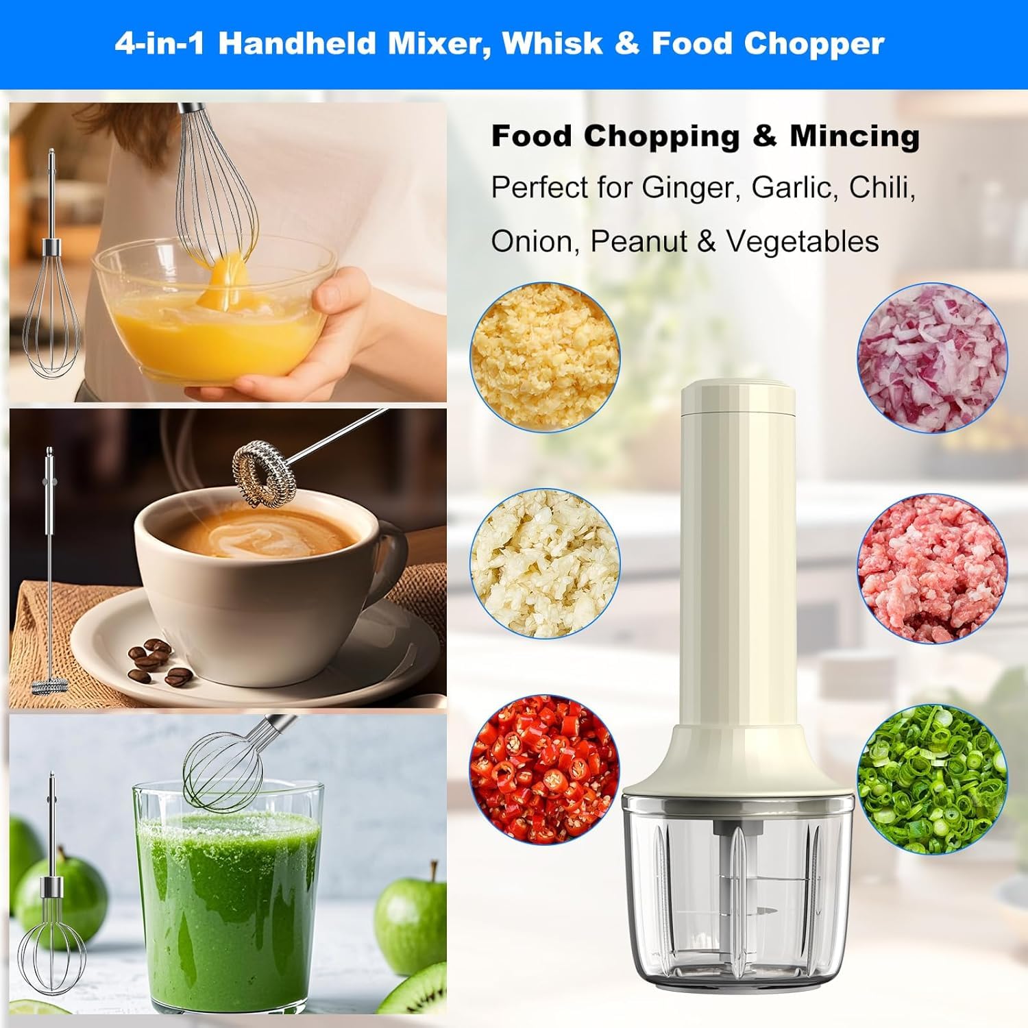 Mezclador de mano inalámbrico MixgoII, batidor eléctrico y espumador de leche
