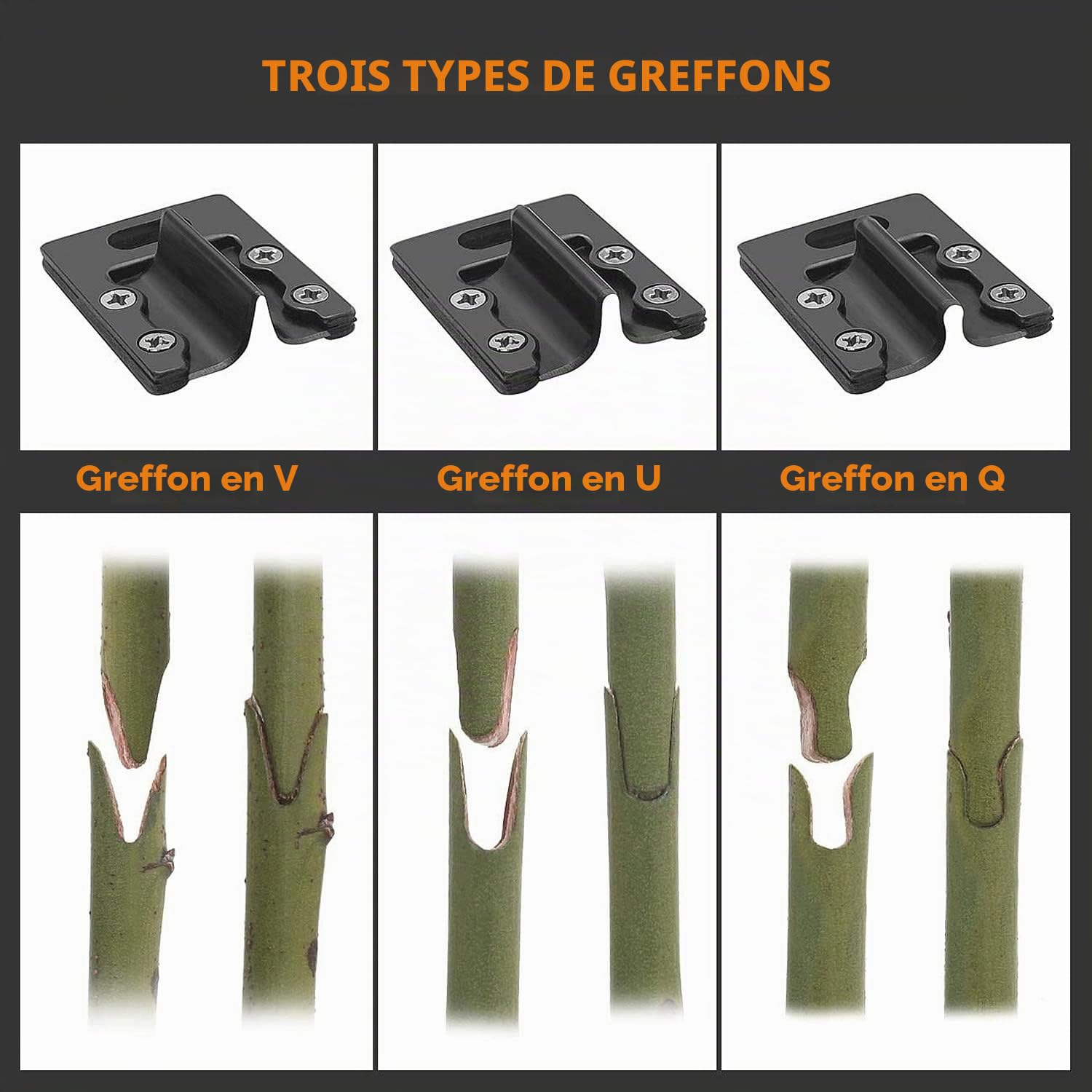 Jardin Greffage Outil, Multifonctionnel Élagage Ciseaux Kit, V-Greffe/U-Greffe/Oméga-Greffe des Semis pour Arbres Fruitiers Greffage Ensemble, Y Compris Greffage Bandes