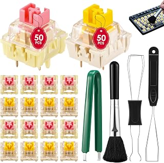 100 Pack Linear Mechanical Keyboard Switches, 3-Pin and 5-Pin Switch Replacement Accessories Kit with Switch Puller -Keyboard Keys Clickers for 3D Prints & Custom PC Gaming Keyboards