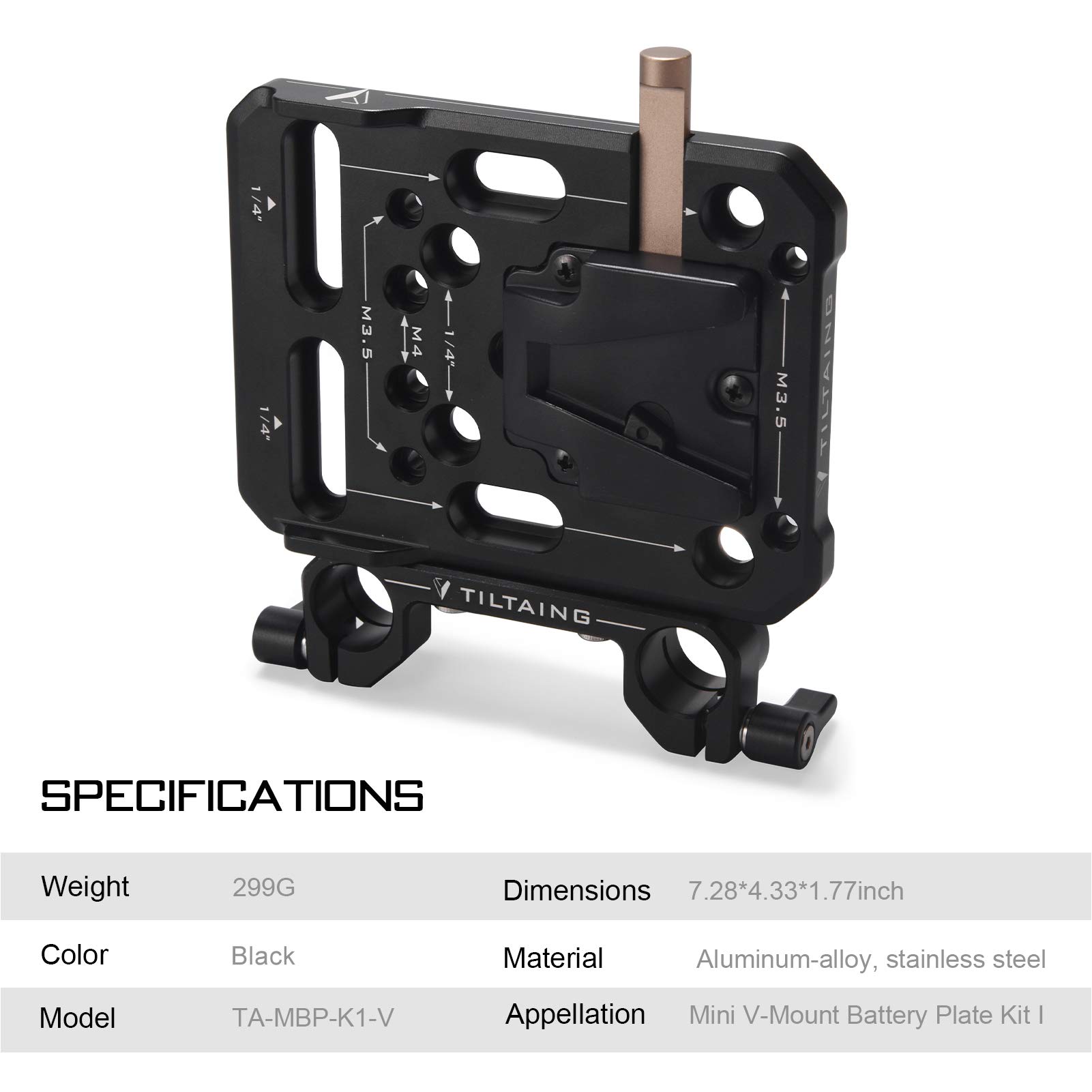 Tilta Mini Mount Batterie Kit de Batterie I Outils d'adaptateur V Outils de Montage Noir TA-MBP-K1-V