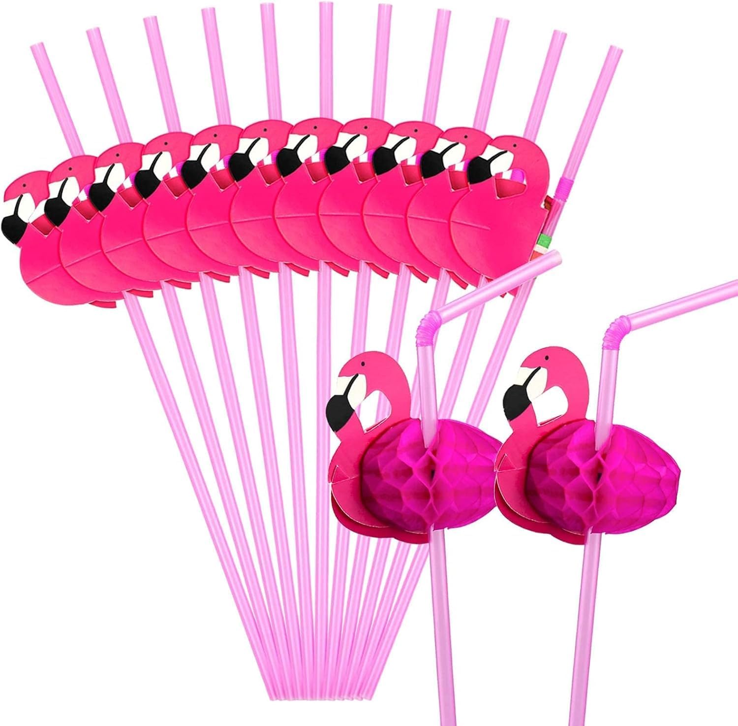 Hysagtek 50 Pcs Flamingo Straws Flamingo Drinking Straws Bachelorette Straw Bendable Cocktail Straw for Flamingo's Pool Party Table Decor Birthday Wedding Tableware Decoration, Rose