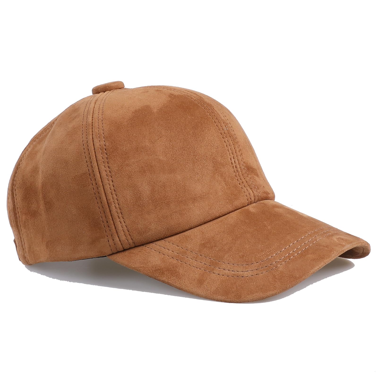BOONJOVIA Unisex Genuine Suede Leather Baseball Caps for Mens Womens-Adjustable Back Strap (US, Alpha, One Size, Light Brown)