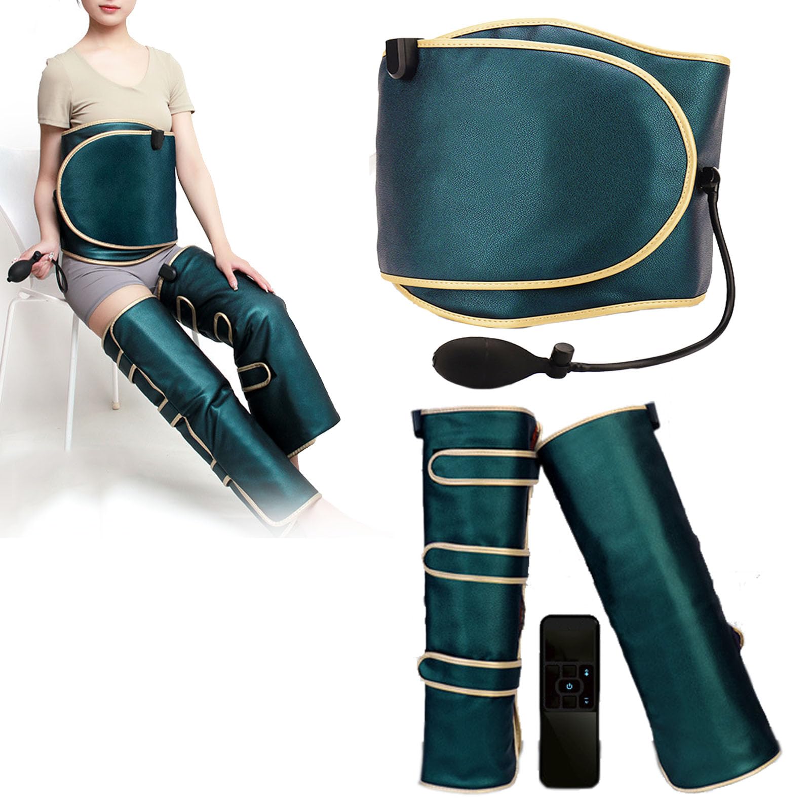 Cinturón Sauna Masajeador Abdominal Vibración con Compresión Caliente, Cinturón Terapia Adelgazamiento Calentado para Dar Forma a Curva Cintura, Masaje Piernas por Infrarrojos Lejanos