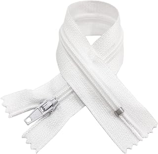 Pack de Cremalleras de Nylon Cerradas n.3, Disponible en 24 Colores y Medidas, Cremallera para Costura, Cremallera Para Coser En Ropa, Cremalleras para Coser, (25-14cm, Blanco)