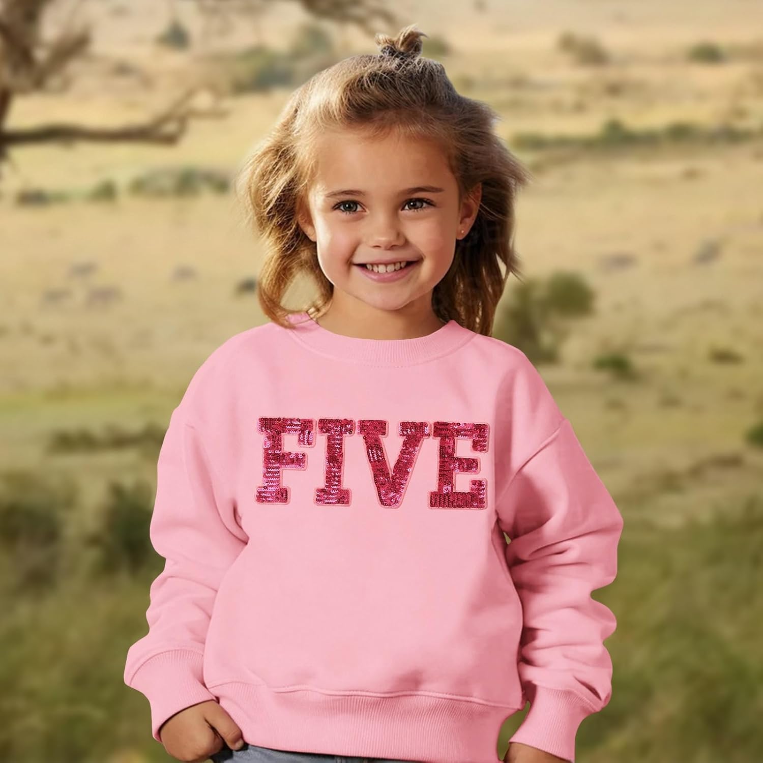 Toddler Girl Birthday Outfit 2nd 3rd 4th 5th 6th 7th 8th 9th Bday Party Sweatshirt Sequin Glitter Long Sleeve Shirt - Image 2