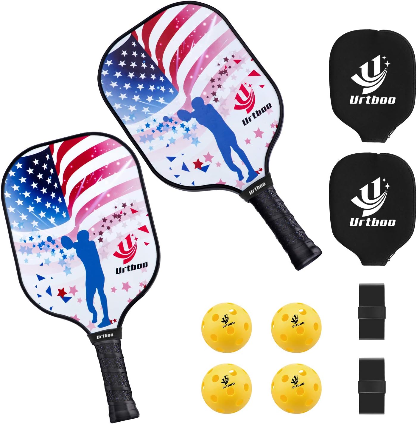 Pickleball Paddle Rackets, Graphite Pickleball Sets Graphite Face Honeycomb Composite Core Low Edge Guard Premium Grip Light Weight 7.8 OZ,Pickleball Racket Good Choice for Beginner&Pro