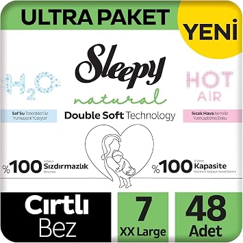 Sleepy Natural Double Soft Ultra Paket Bebek Bezi 7 Numara Xxlarge 48 Adet