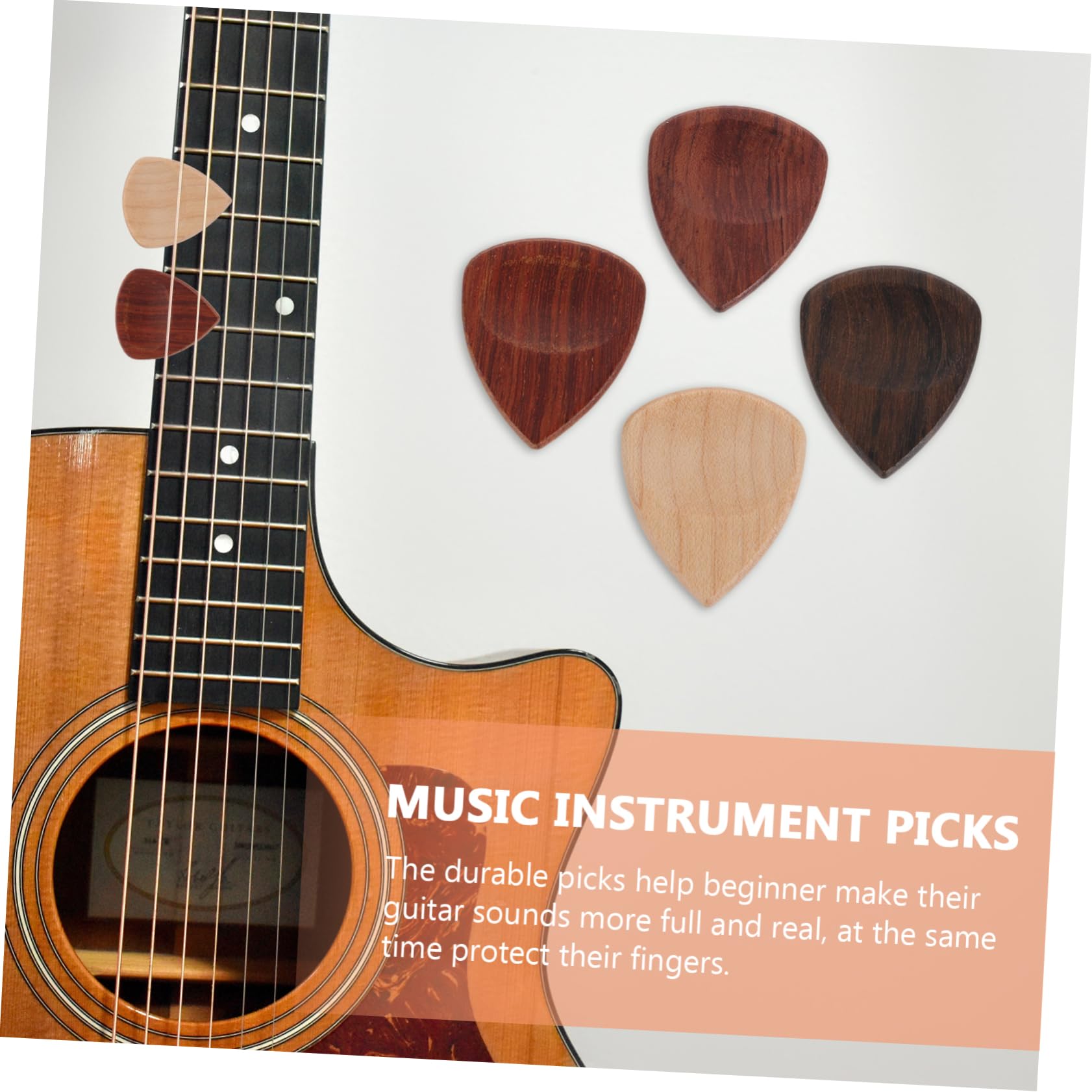 VICASKY 20piezas Púas De Guitarra De Madera Natural Para Guitarra Eléctrica Textura Sólida Accesorios Duraderos Para Músicos
