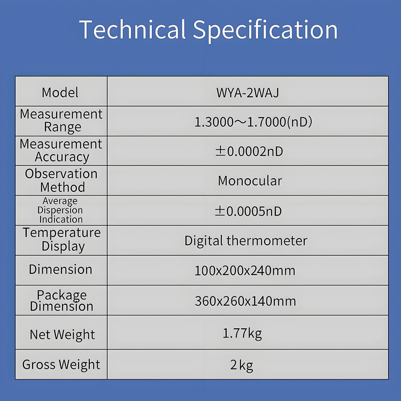 Refractómetro monocular Abbe, 1.3000-1.7000 ND, medición Brix del 0-95%, precisión 0.0002, con termómetro digital, para laboratorio y educación científica