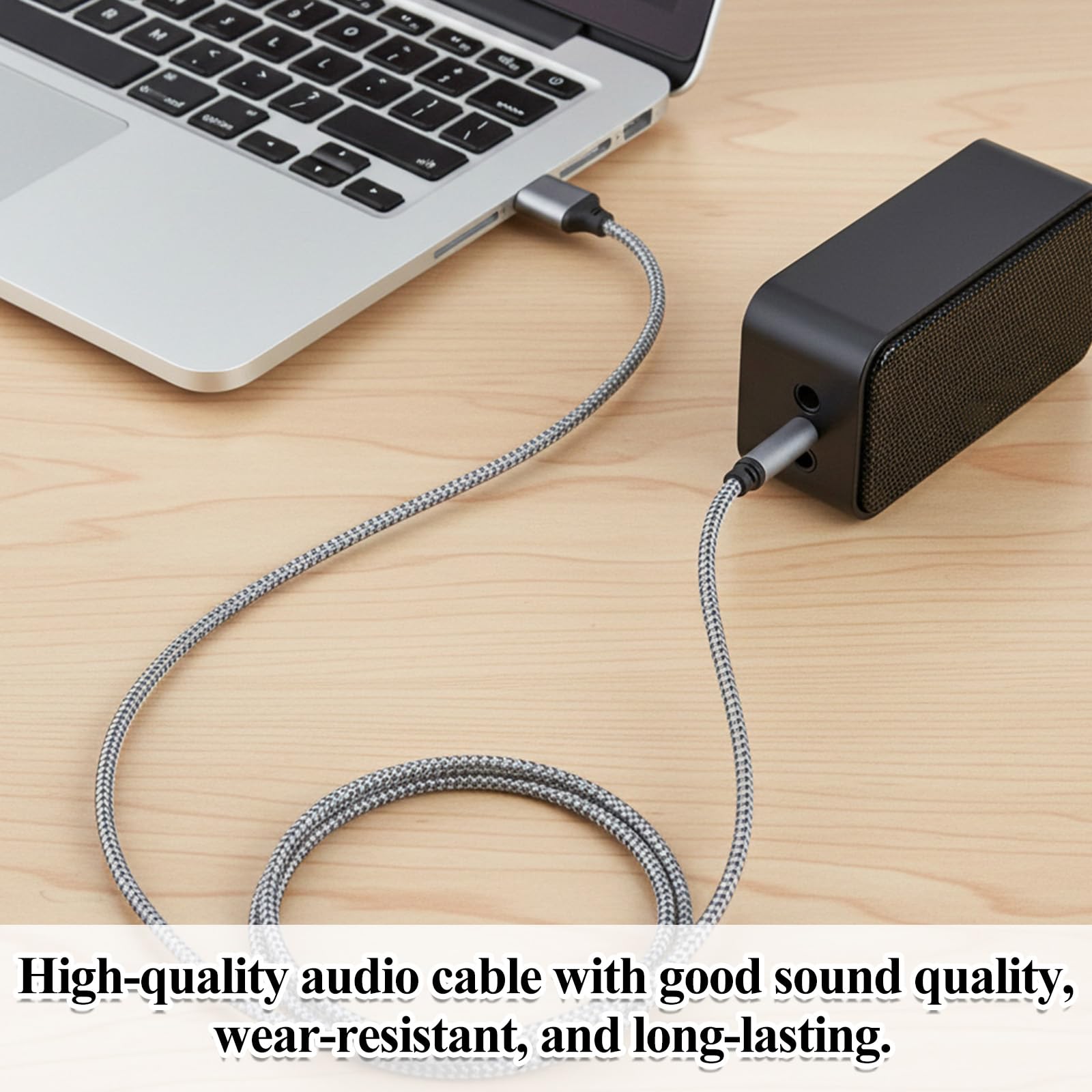 Adattatore da USB a jack audio da 3,5 mm, cavo audio AUX da 3,5 mm, cavo audio stereo, convertitore AUX intrecciato in nylon per cuffie, altoparlanti, PC, laptop, non applicabile per ricarica