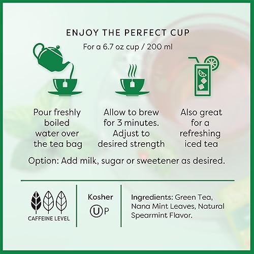 Miniatura 7 de Wissotzky Té verde menta Nana (paquete de 3  60 bolsas de té)  Rico en antioxidantes  Bolsas de té de menta marroquí  Té Nana revitalizante