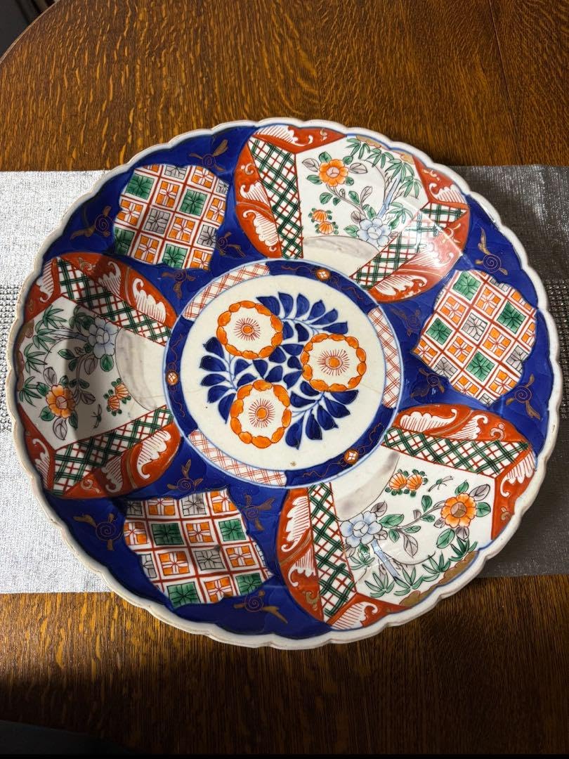 Amazon.co.jp: 明治期 古伊万里 絵付け大皿 飾皿 骨董品 古美術 
