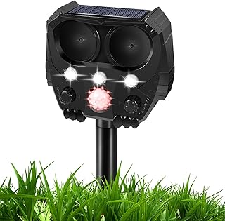 Cat Repellent, Cat Scarers for Gardens, Fox Repellent Ultrasonic, Waterproof Cat Deterrents with 5 Modes & PIR Motion Sensor & LED Flash, USB Charging, Animal Repellent for Gardens Farm Field Yard