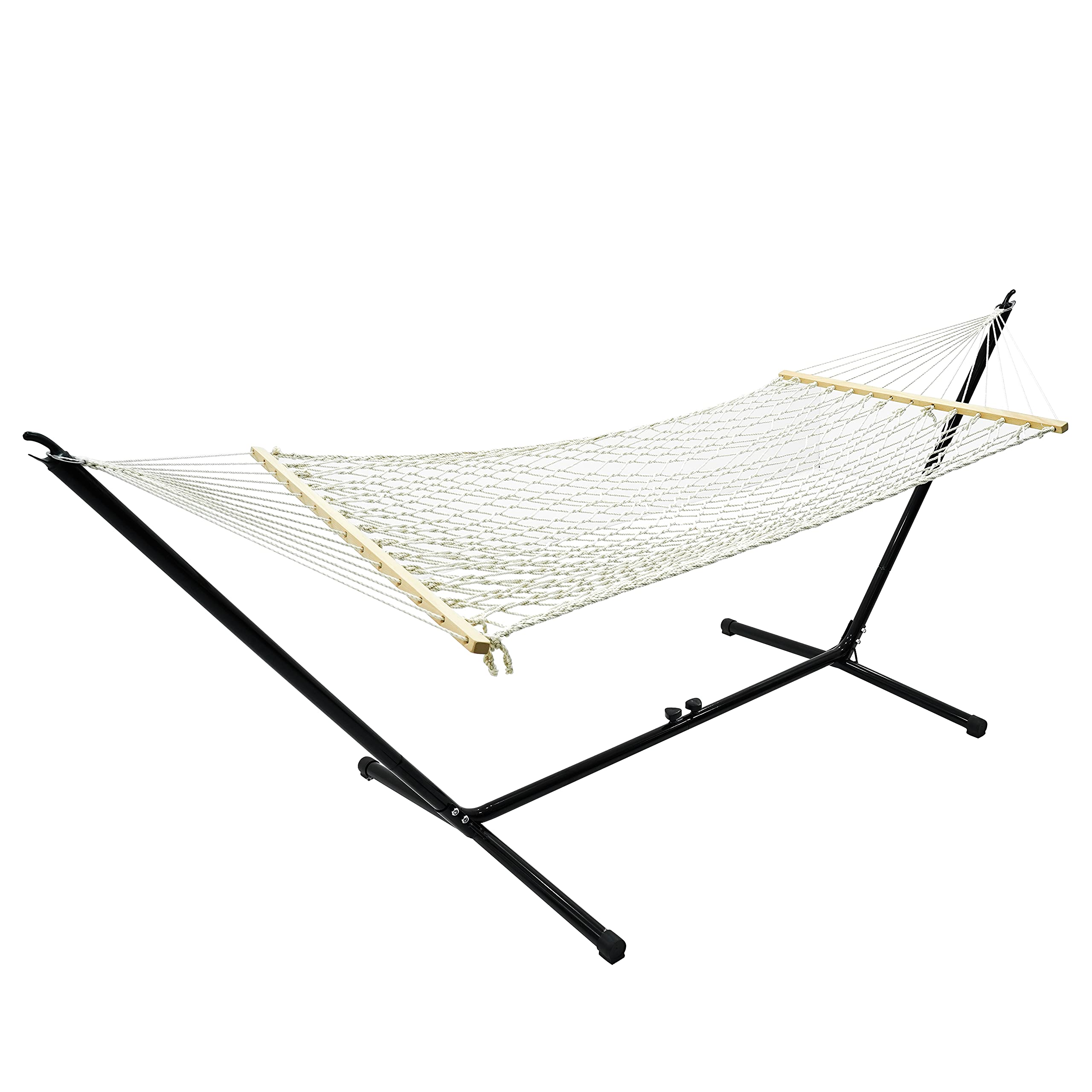 Amaca da Giardino in Cotone 200x170 cm con Barre di Diffusione in Legno da 150 cm Sollevamento carico di 150 kg (200x170)