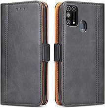 Bozon Mobile Phone Case for Samsung Galaxy M31, Leather Mobile Phone Case, Card Slot, Folding Stand, Magnetic Leather Case for Samsung Galaxy M31, Black