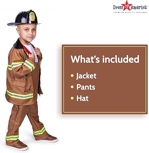 Miniatura 2 de Dress Up America Disfraz de bombero para niños, disfraz de bombero de juego de rol