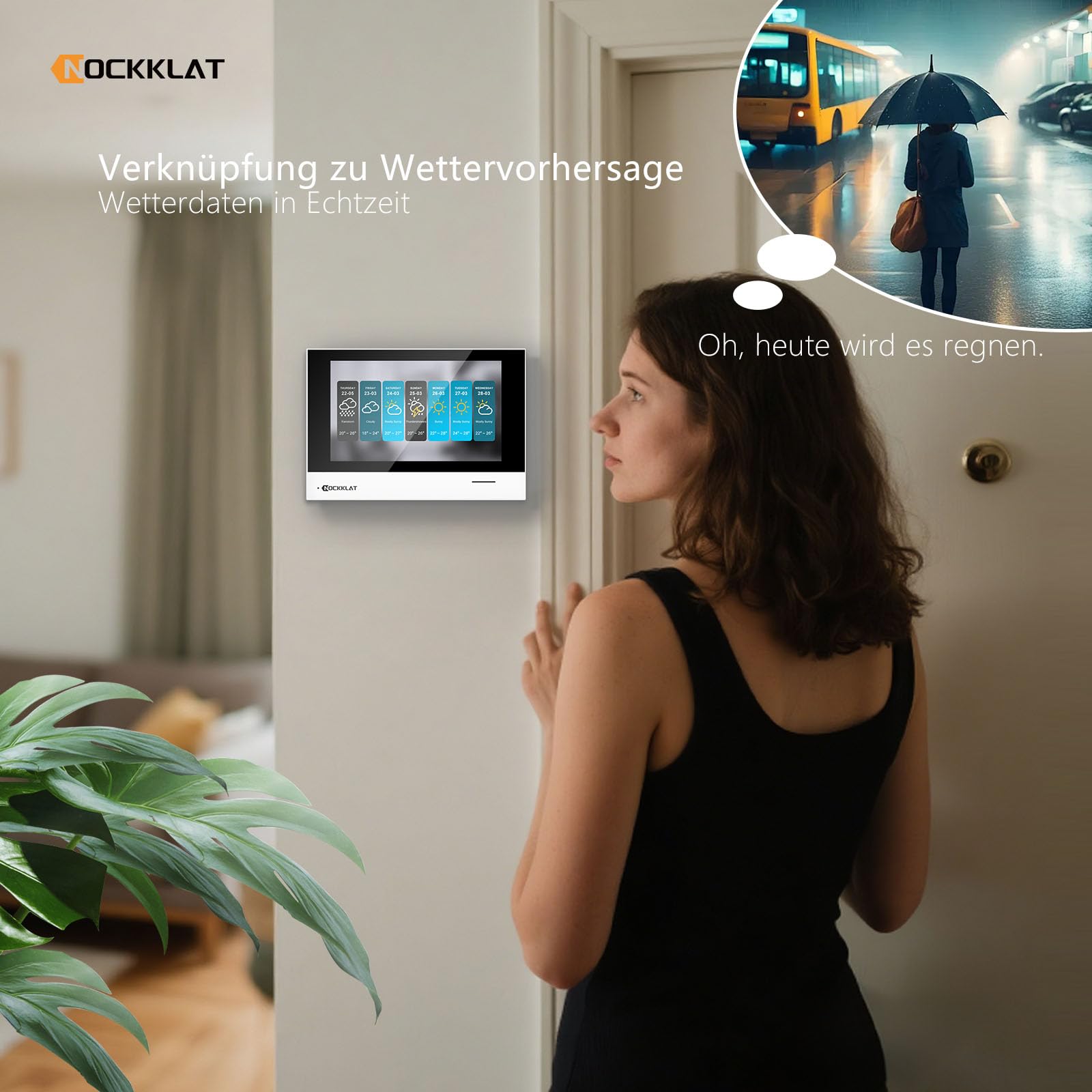 WLAN 2 draht Video-türsprechanlage mit Kamera IP65, 1080p HD, 7 Zoll Touchscreen, Entriegelung familienhaus per App/Swip karte, Bewegungserkennung,Nachtvision, lokale Wetterinformationen