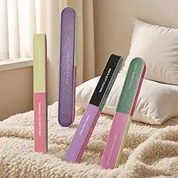 Lixas de unhas para unhas naturais, placas de esmeril para unhas 7 vias, blocos de polimento coloridos com 7 grãos diferentes e designs de cores brilhantes