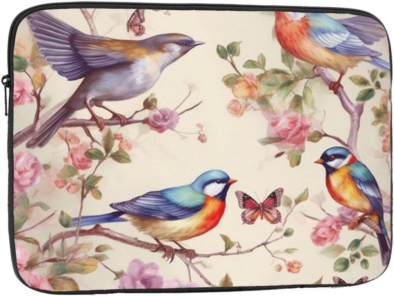 10 Inch Laptop Sleeve Bag Waterproof Shockproof Laptop Case Bags Birds On Branches and Butterflies Computer Skin Bags Lightweight Tablet Carrying Case