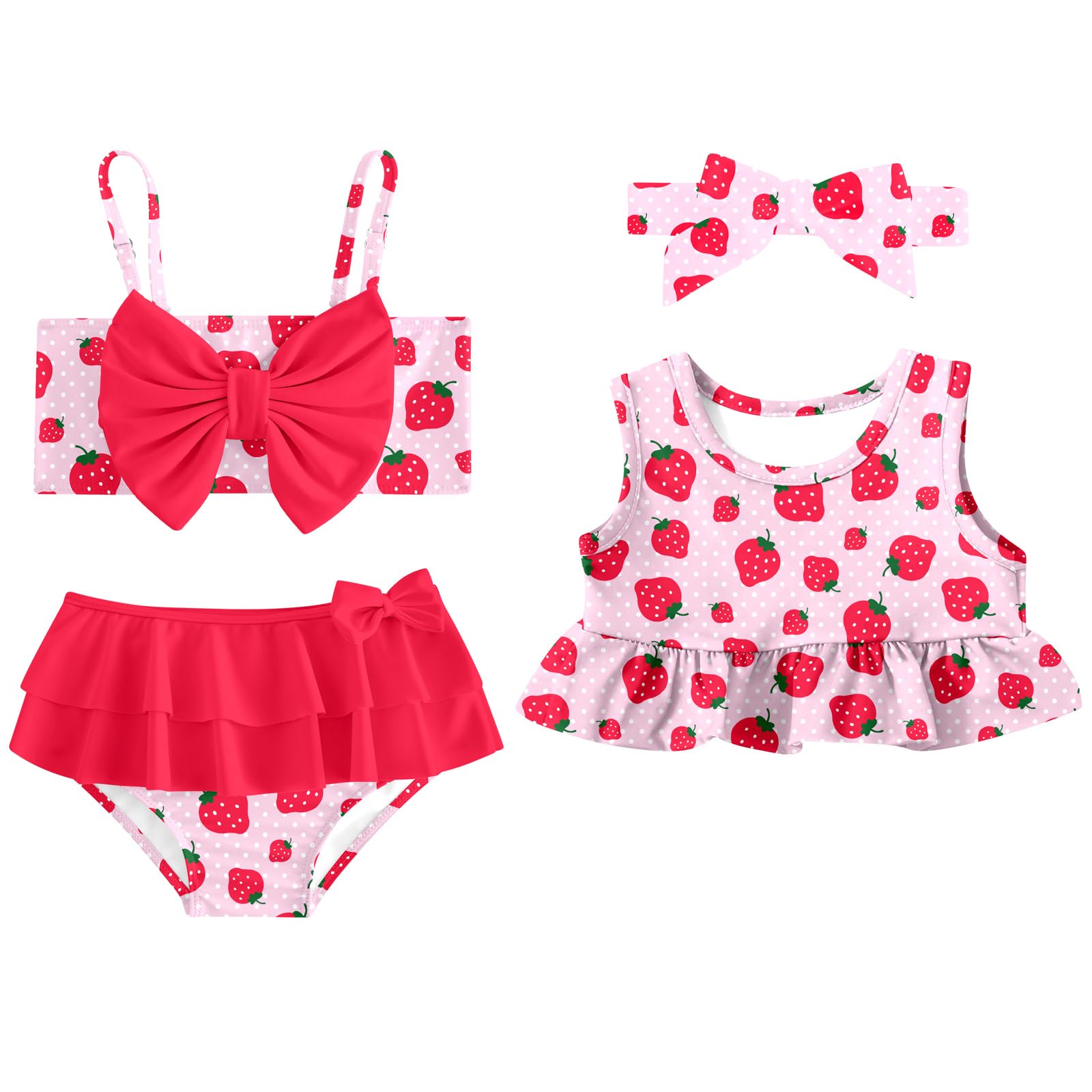 Ahegao 6M-3T Baby Girls Swimsuits for Toddlers Kids 3pcs Bathing Suits Bikini