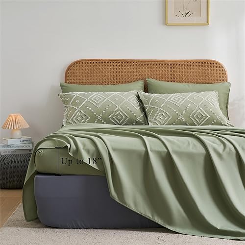 Miniatura 5 de KAKKI Juego de edredón tamaño King de 7 piezas en una bolsa, juego de edredón y sábanas estilo bohemio estilo shabby chic, juego completo de ropa