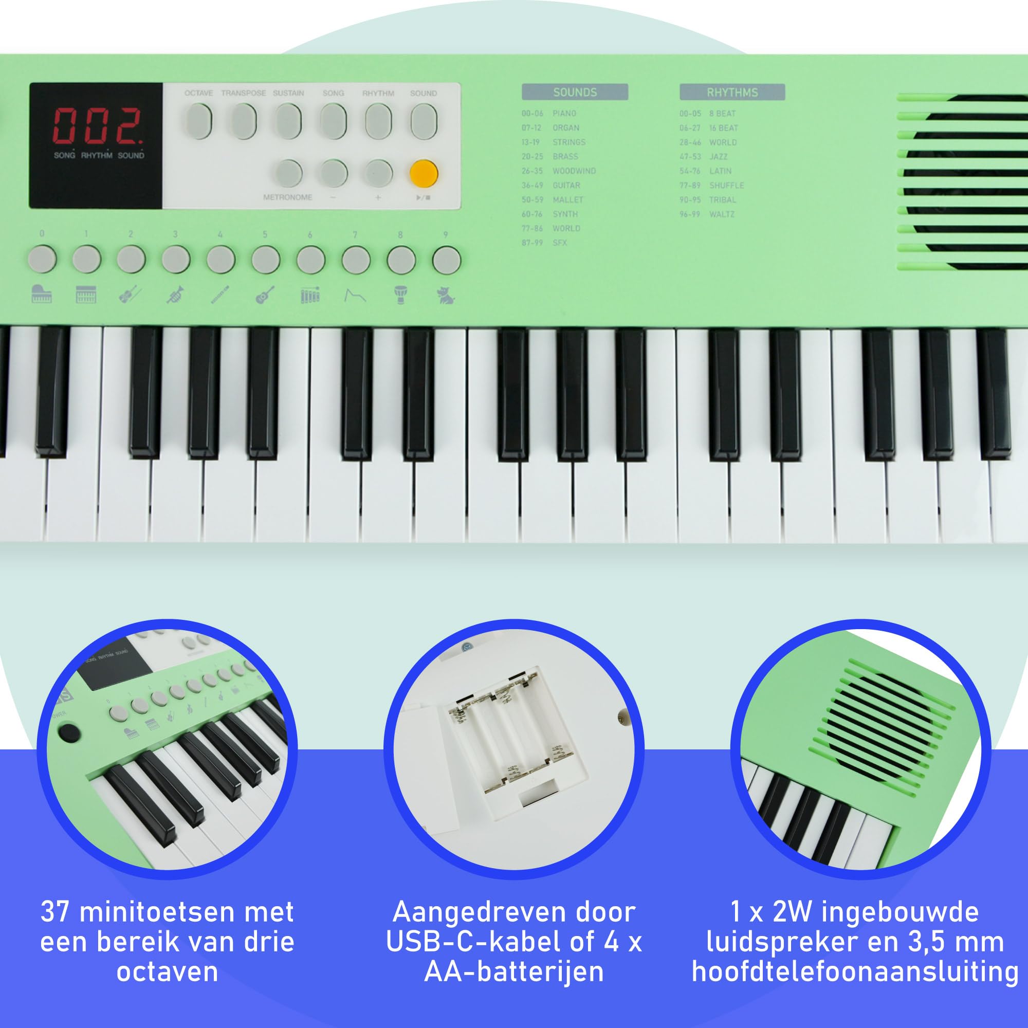Axus 37 Mini Draagbaar Toetsenbord In Dusk Pink - Leuke Elektrische Piano Voor Beginners, Usb-C Of Batterijvoeding